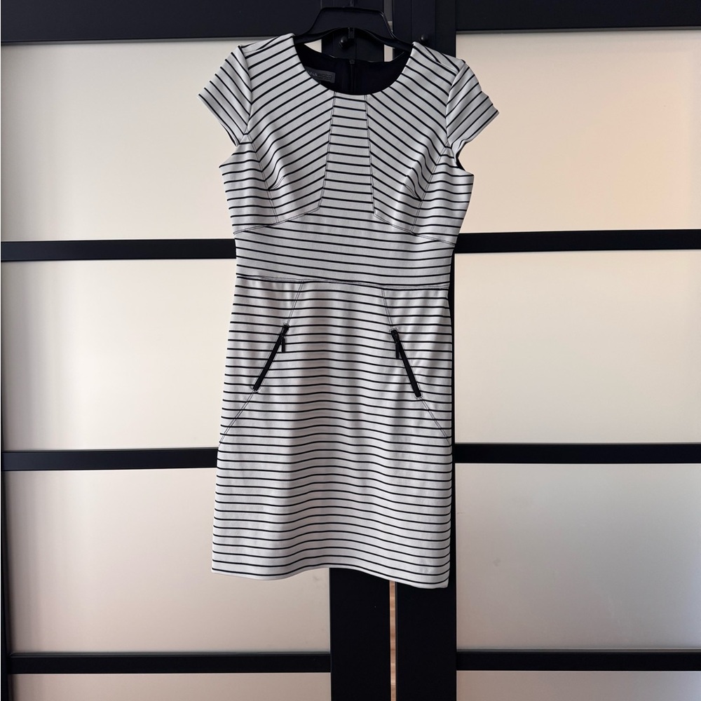 Donna Ricco Black and White Striped Mini Dress